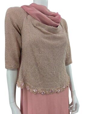 Michaelangelo Beaded Pink 2-Piece Gown With Shawl Size 14